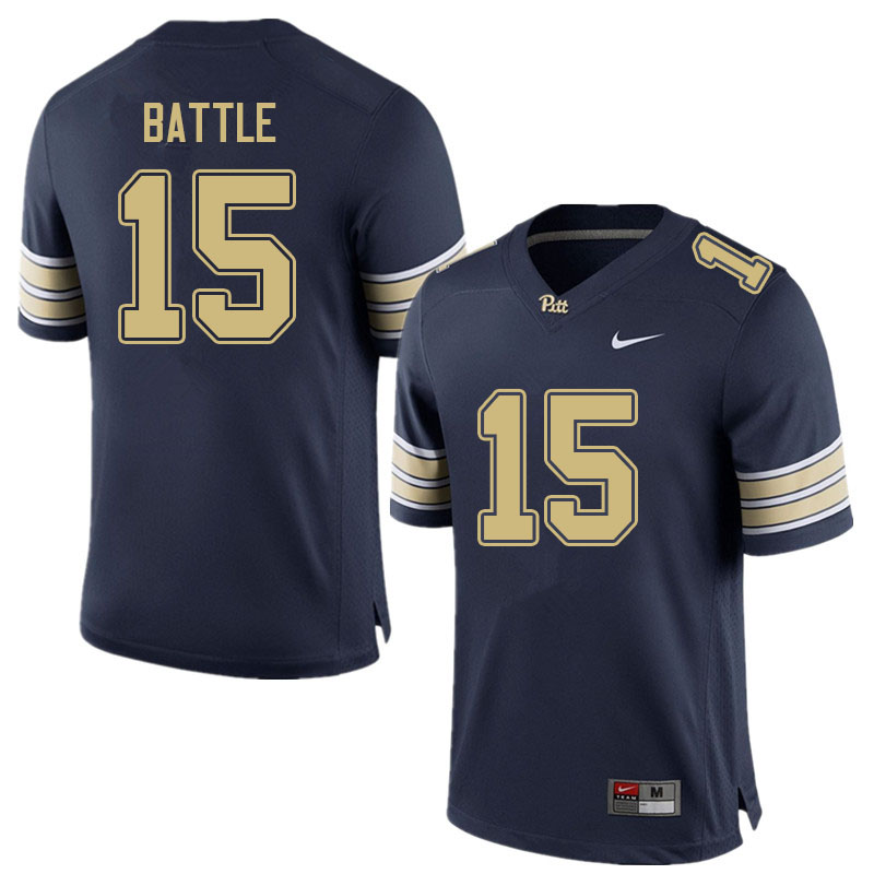 Men #15 Rashad Battle Pitt Panthers College Football Jerseys Sale-Navy